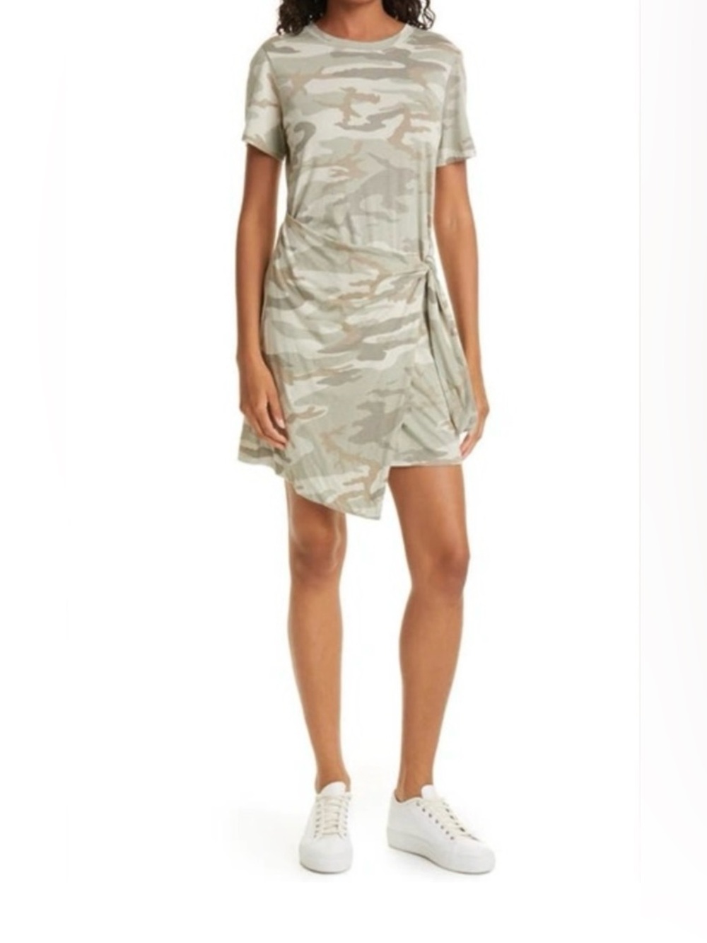 Rails Edie Laurel Camo Tie Waist Faux Wrap Dress Large